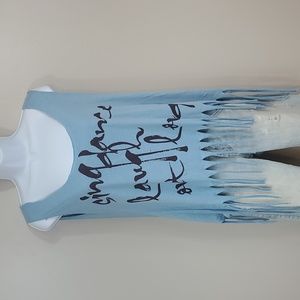 Copper Key "sing dance laugh out loud" Self Cut Tank with Fringe Edge